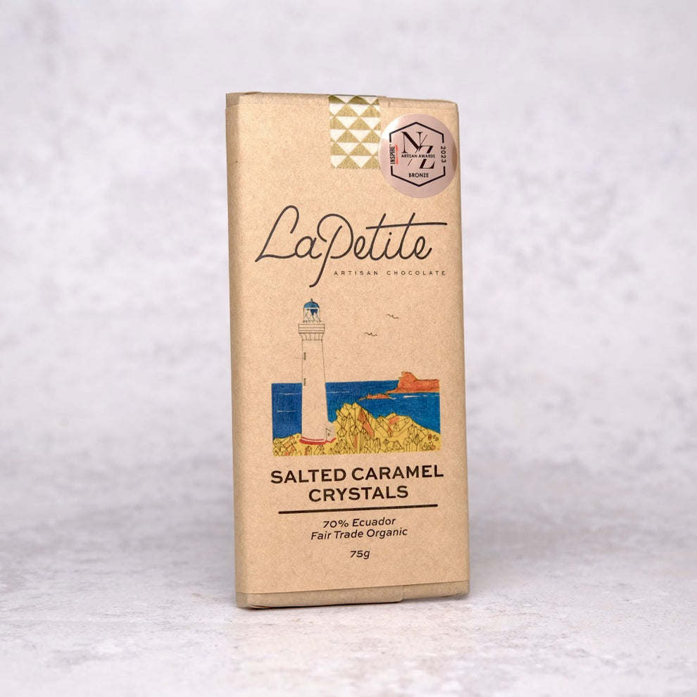 Salted Caramel Crystals Dark Chocolate
70% Ecuador